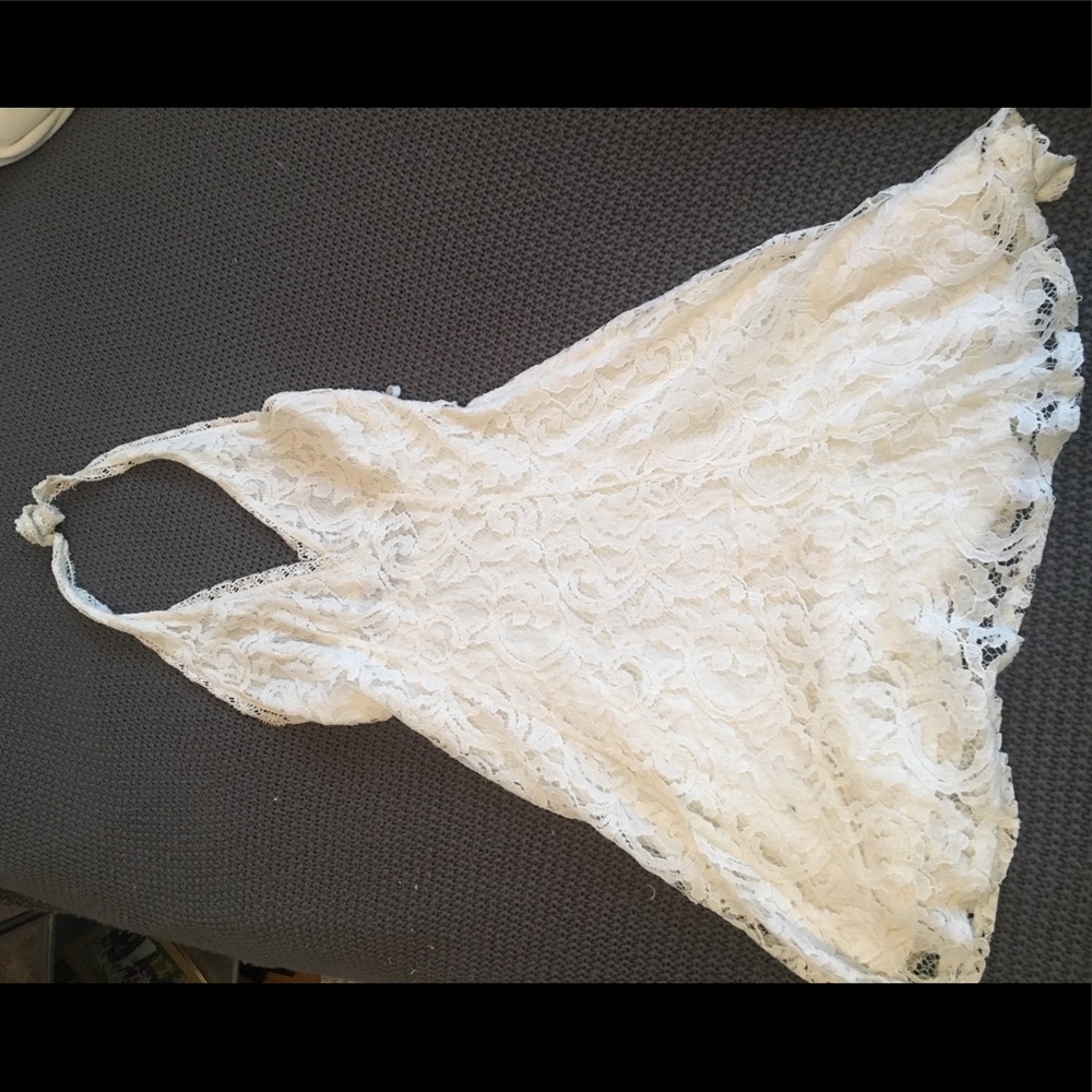 Urban outfitters white halter lace dress